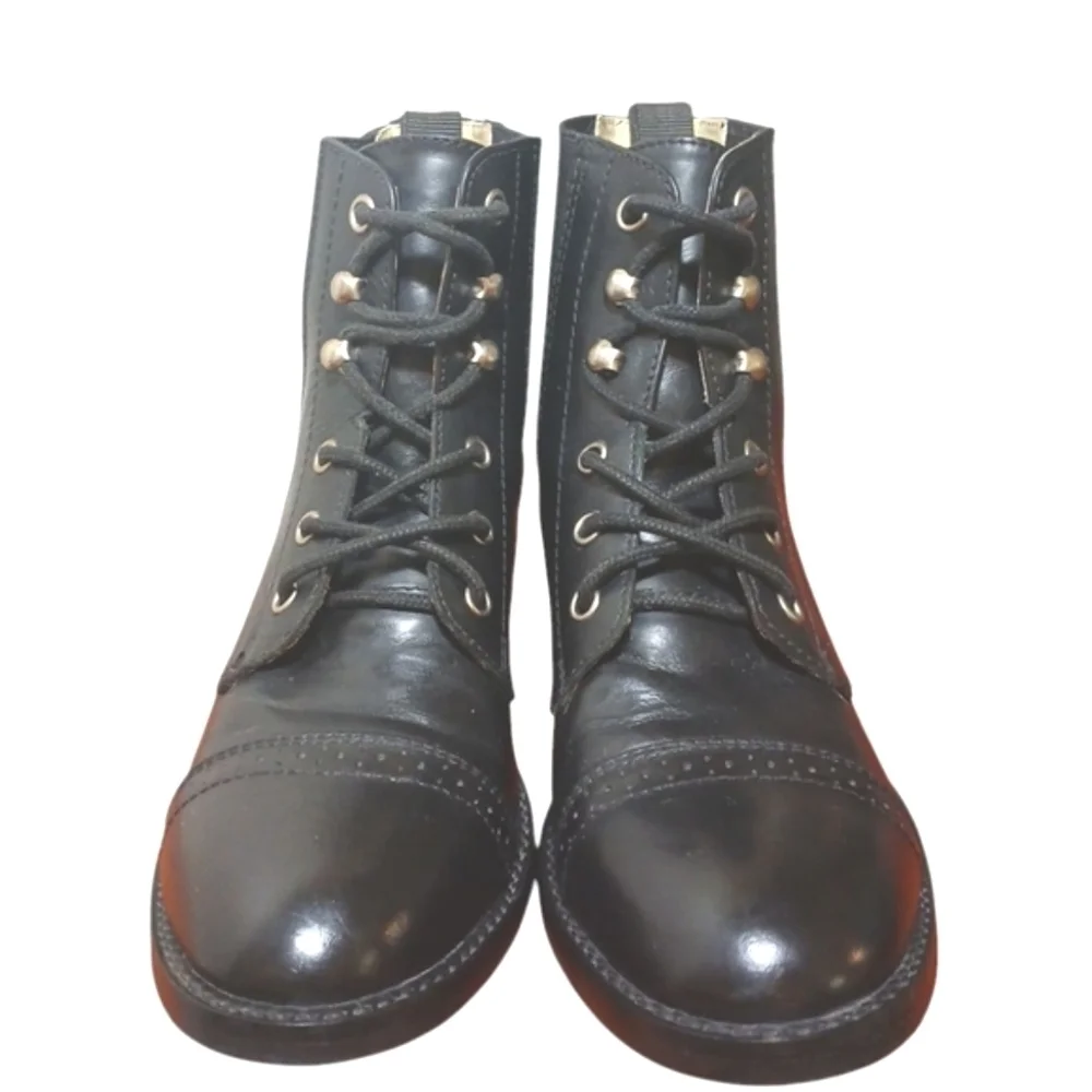 Black Lace-Up Ankle Boots Women's Size 6 Black Booties